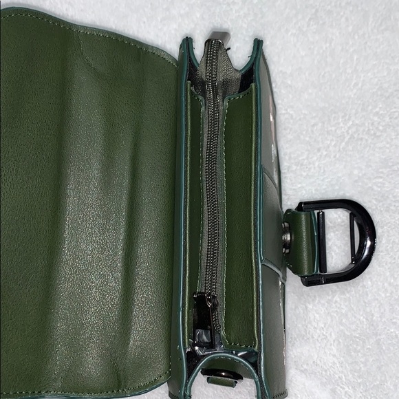 Army Green Embroidered Flower Vegan Leather Mini Crossbody - HP - Picture 2 of 3